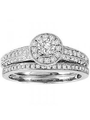14K White Gold 1 ct.tw. Diamond Bridal Set Ring