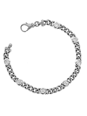 18KT White Flat Link
