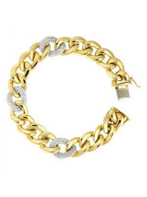 14KT Yel Oval Links W/ One Dia Link