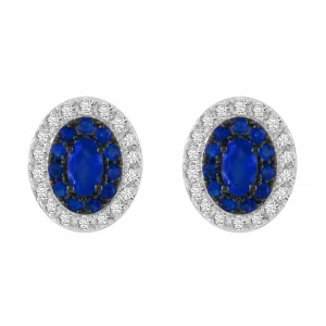 Diamond 1.00ct Sapphire Halo Earrings