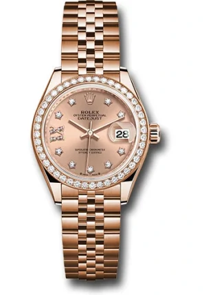 Rolex Lady Datejust 28Mm Two Tone Everose Chocolate Star Diamond Dial Jubilee